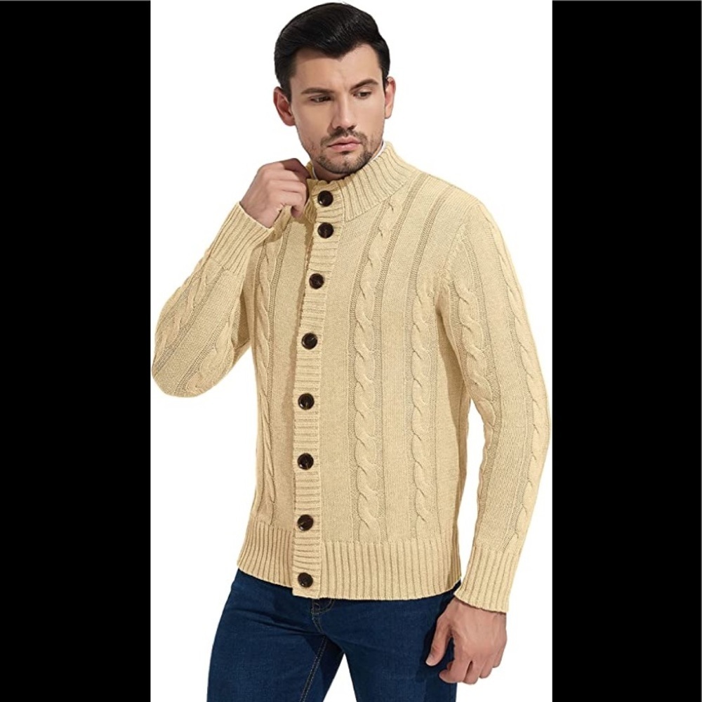 New Mens Rayon Cardigan Sweater w/ 8 Button Closure Multiple Sizes